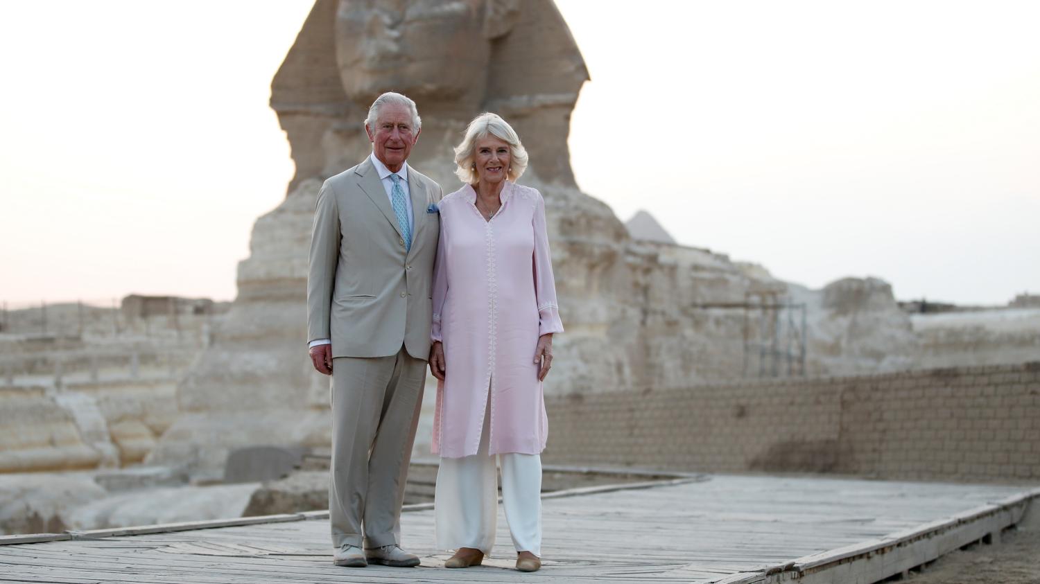 Charles III and Camilla visit the Sphinx in Egypt on their tour in 2021