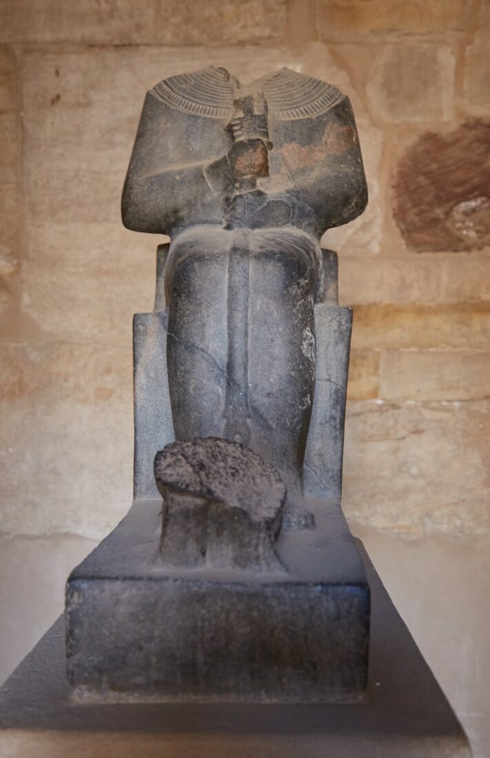 The great grey headless statue of Ptah in his shrine at Karnak Temple