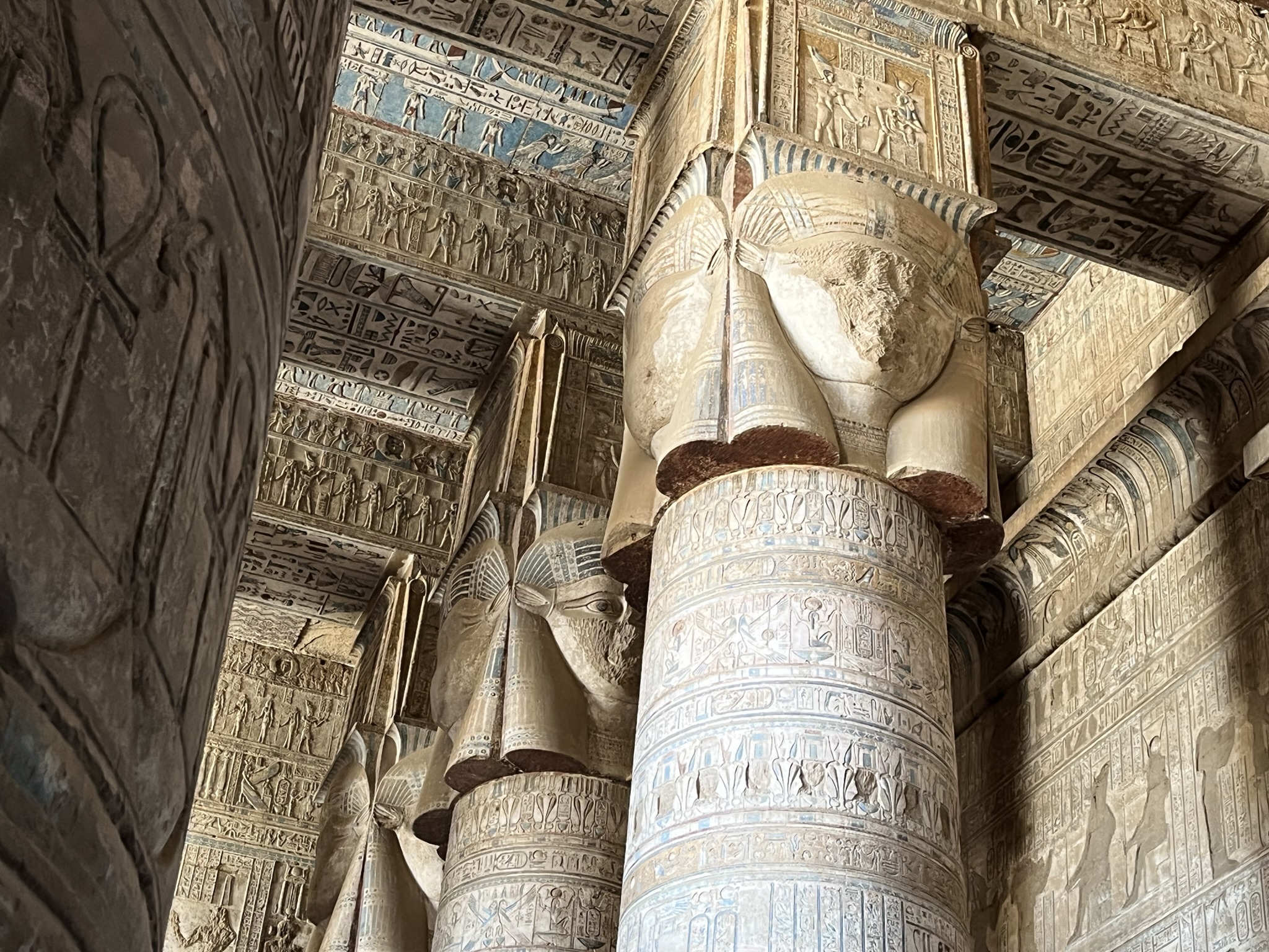 Denderah Hypostyle Hall: 24 defaced Hathoric columns