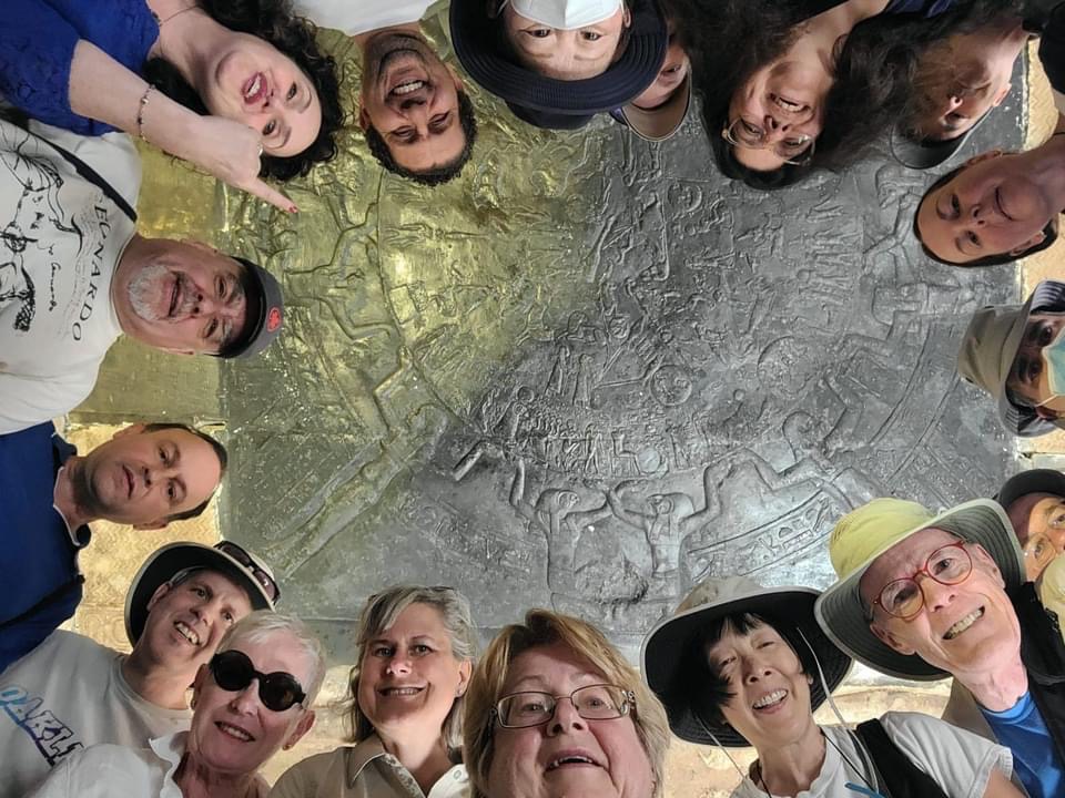 Our 2022 group underneath the replica Denderah Zodiac, Hathor Temple, Denderah