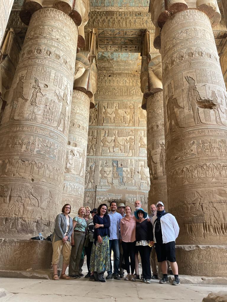 our Feb 2023 group in the great Hypostyle Hall, Denderah Temple 