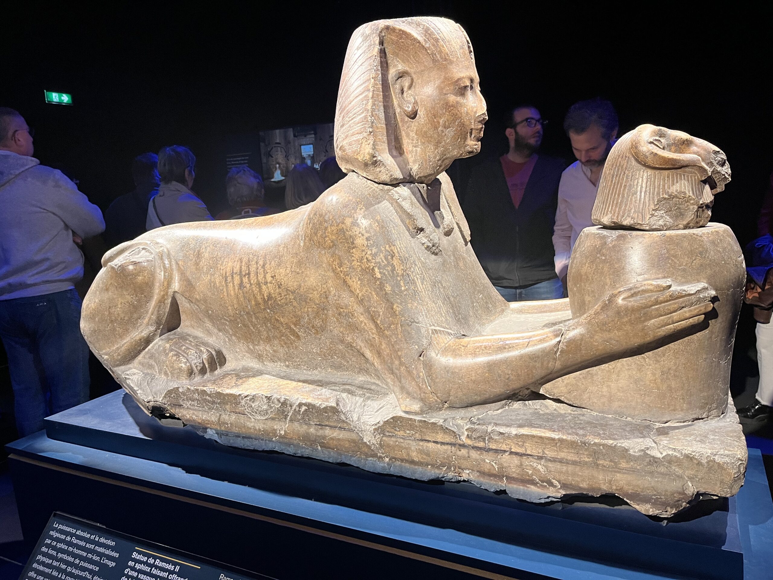 Ramses as a Sphinx offering precious oils to Amun